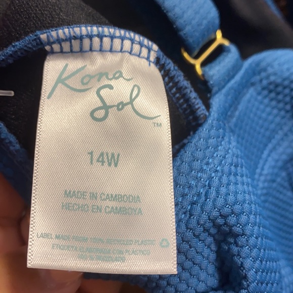 Kona Sol Blue Full Bathing Suit Size 14W - Picture 10 of 11